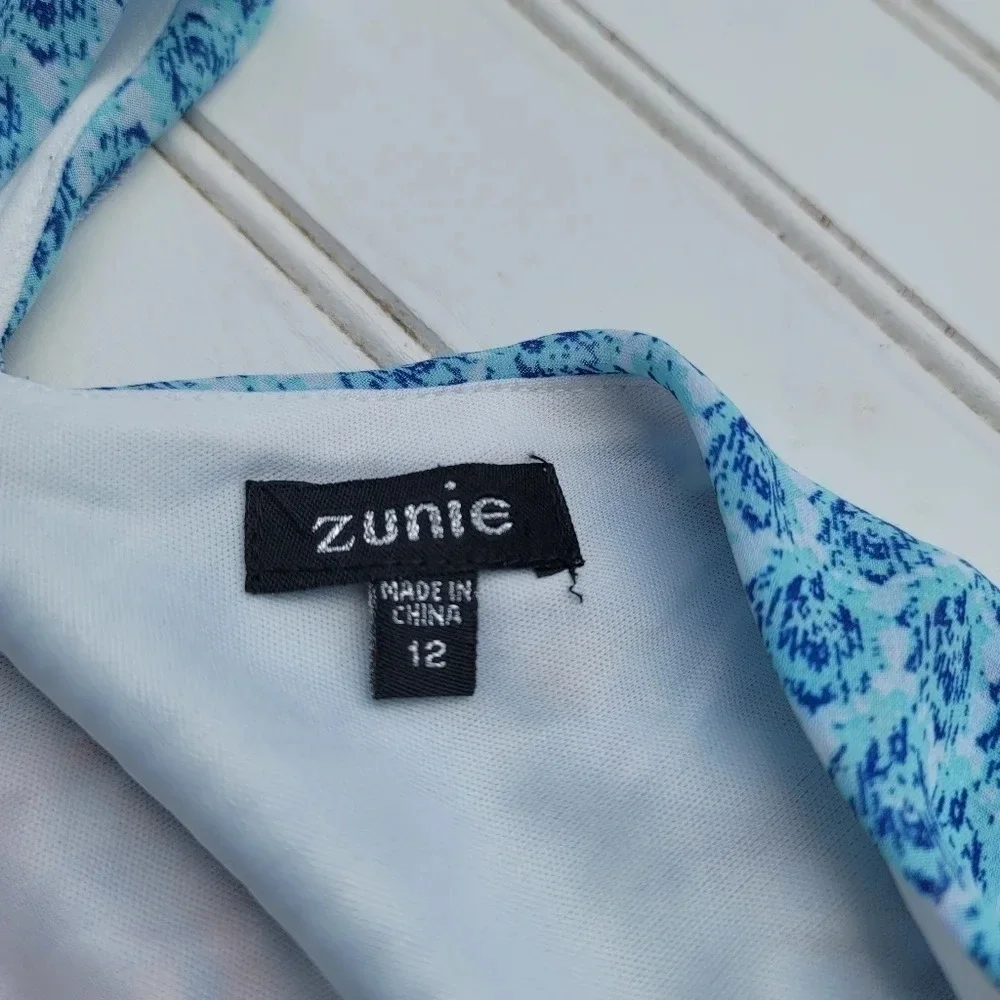 Zunie Girl Paisley Floral Maxi Ruffled Sleeve Long Dress Aqua Blue Peach Pink 12